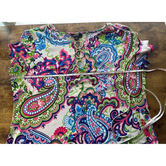 MSK Womens L Colorful Chain Accent Fairy/Cruise/Vacation Shift Dress - Picture 4 of 7